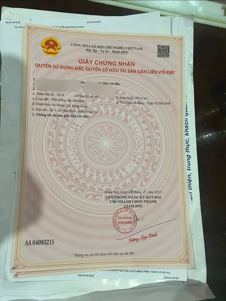 Đất nền đường số 20, xã Nha Bích, 990m² giá 690 triệu - Cơ hội đầu tư tuyệt vời!