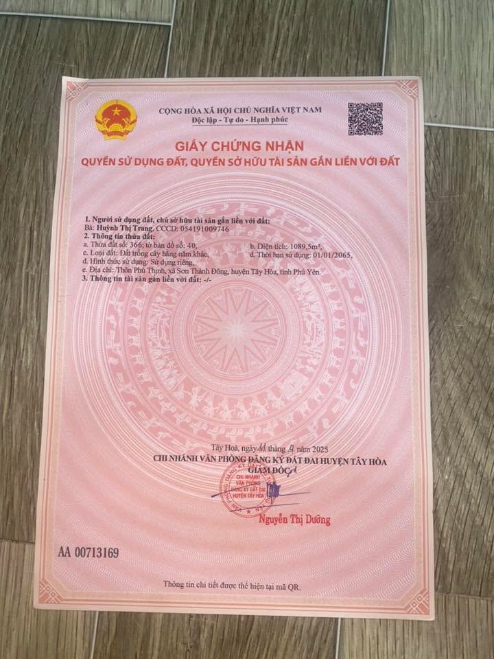 Đất nền Phú Thịnh, Sơn Thành Đông 1089m² - Pháp lý rõ ràng, giá thỏa thuận!