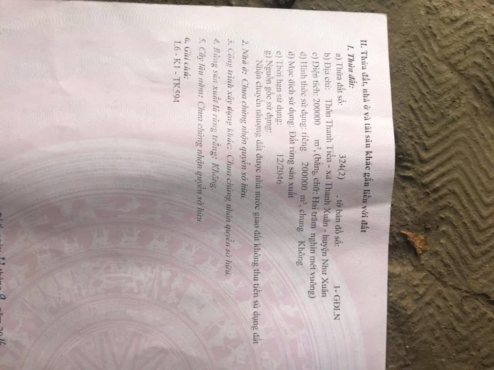 Đất rừng sản xuất tại xã Thanh Xuân, huyện Như Xuân, 60000m² - Cơ hội đầu tư hấp dẫn!