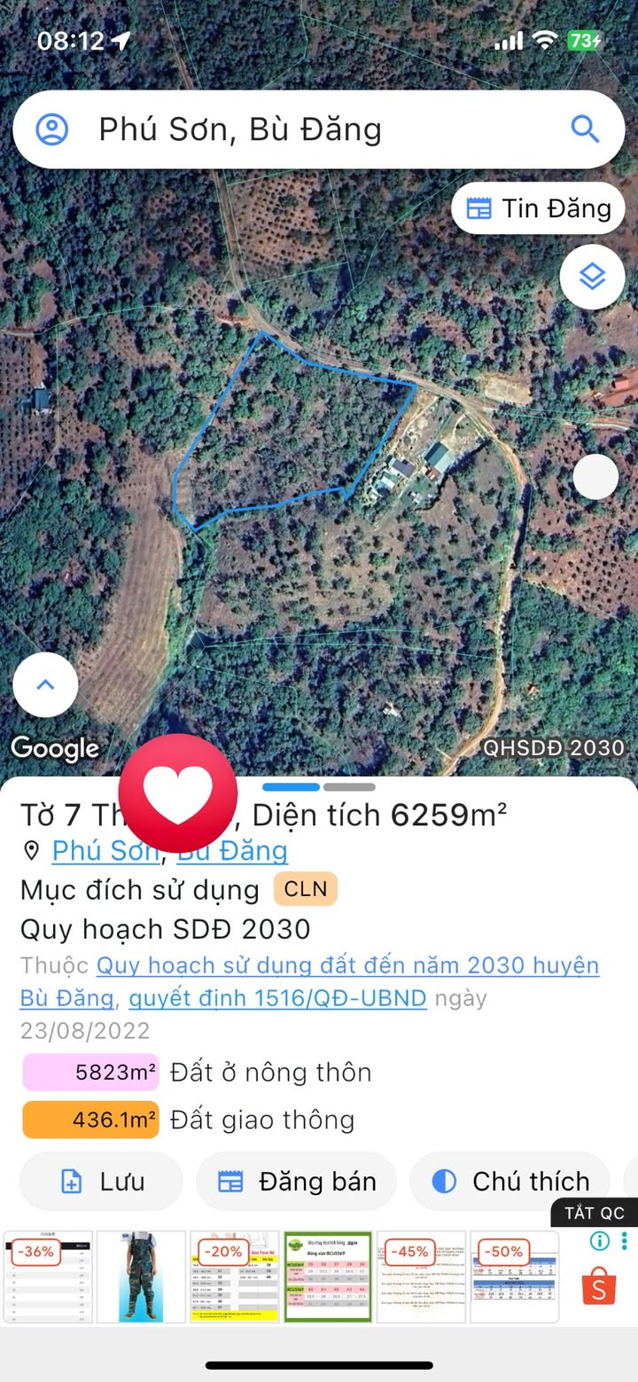 Đất nền Thọ Sơn Bù Đăng 6020m² giá 1.1 tỷ - Cơ hội đầu tư tuyệt vời!