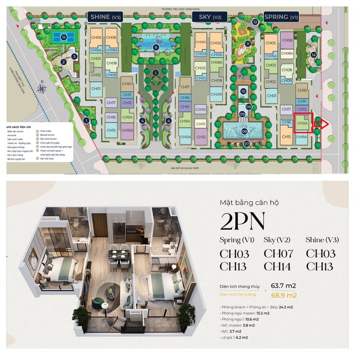 Căn hộ 2PN Vinhomes Smart City 64m² giá 5 tỷ - Hướng Đông thoáng mát!