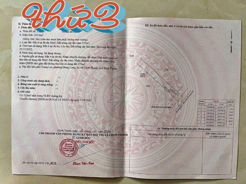 Đất nền thổ cư 225m² tại phường Hưng Long, Chơn Thành - Giá chỉ 720 triệu!