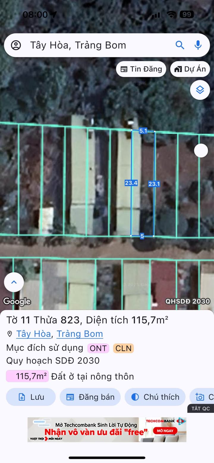 Đất thổ cư Tây Hòa Trảng Bom 115m² giá 1.05 tỷ - Sổ đỏ chính chủ, đầu tư sinh lời