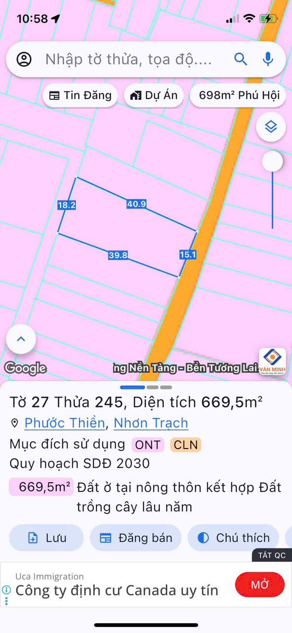 Đất nền Phước Thiền Nhơn Trạch 669m² giá 12 tỷ - Vị trí đắc địa cho kinh doanh!