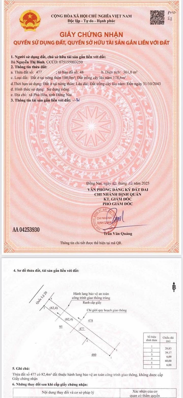 Đất mặt tiền Quốc Lộ 20, Định Quán, 360m² giá 4.2 tỷ - Đầu tư sinh lời ngay!