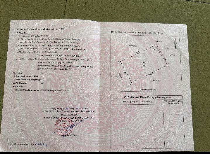 Đất Nghi Hương 548m² giá thỏa thuận - Mặt tiền 18m, đường nhựa rộng rãi!