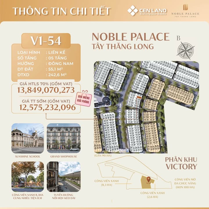 Shophouse Noble Palace Tây Thăng Long 55m² giá 12.5 tỷ - Tiềm năng sinh lời vượt trội!