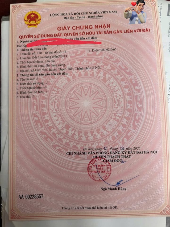 Đất nền Cẩm Yên, Thạch Thất 62m² giá 1 tỷ - Sổ đỏ chính chủ, đầu tư sinh lời!