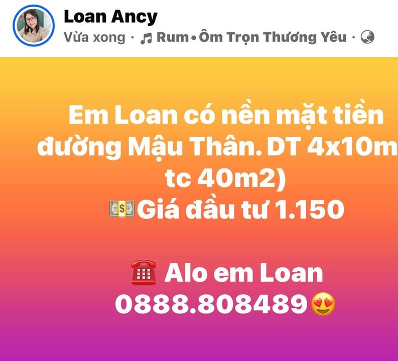 Đất nền mặt tiền đường Mậu Thân, Châu Đốc 40m² giá 1.15 tỷ - Cơ hội đầu tư tuyệt vời!