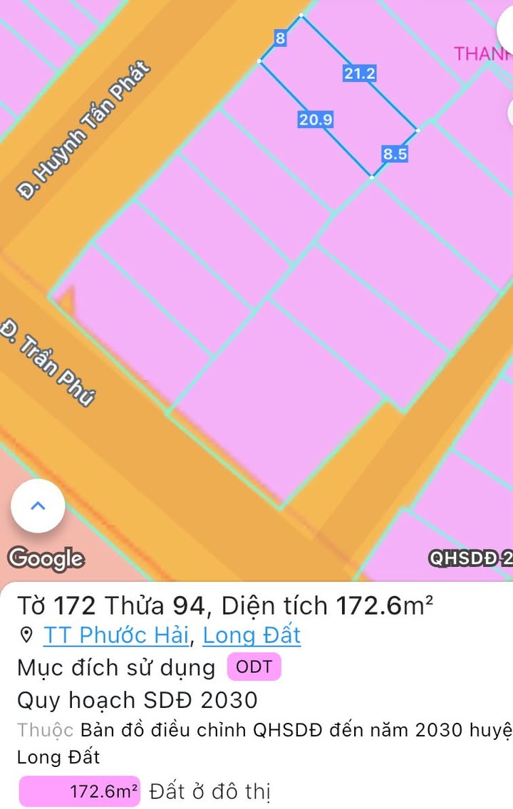 Đất mặt tiền đường Huỳnh Tấn Phát, Phước Hải, 170.5m² giá 7.2 tỷ - Cách biển chỉ 300m!