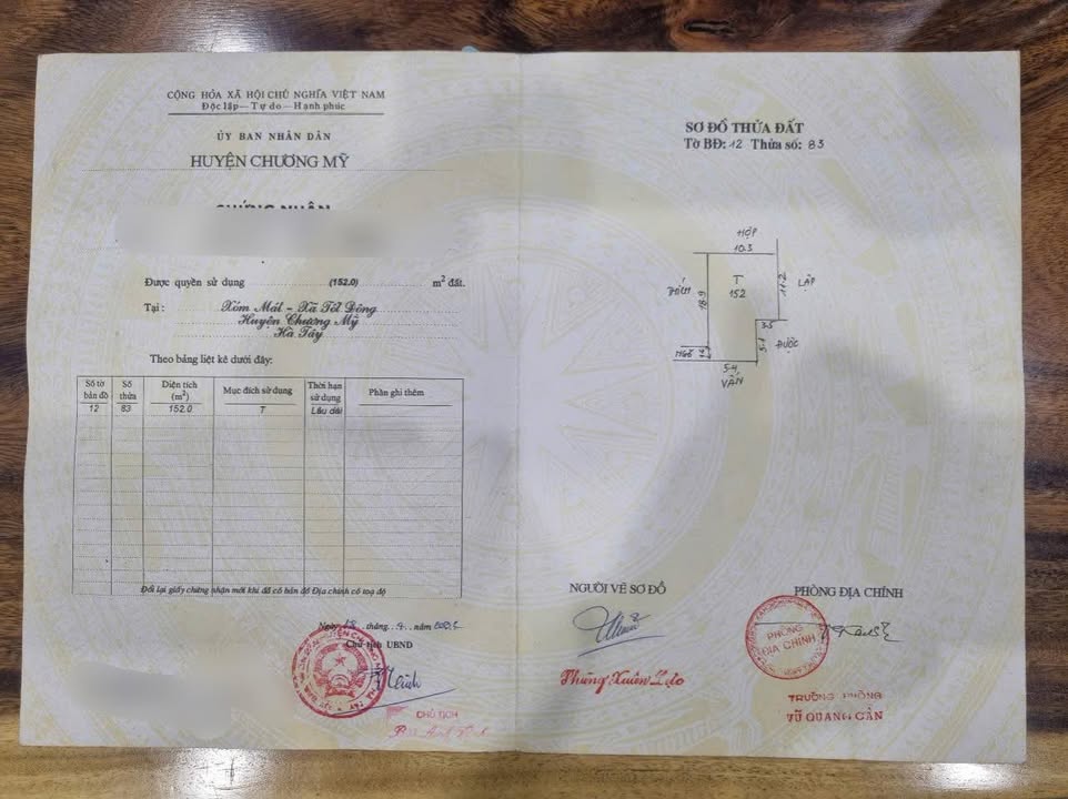 Đất nền Quảng Bị Chương Mỹ 152m² giá 1.3 tỷ - Cơ hội sở hữu ngay!