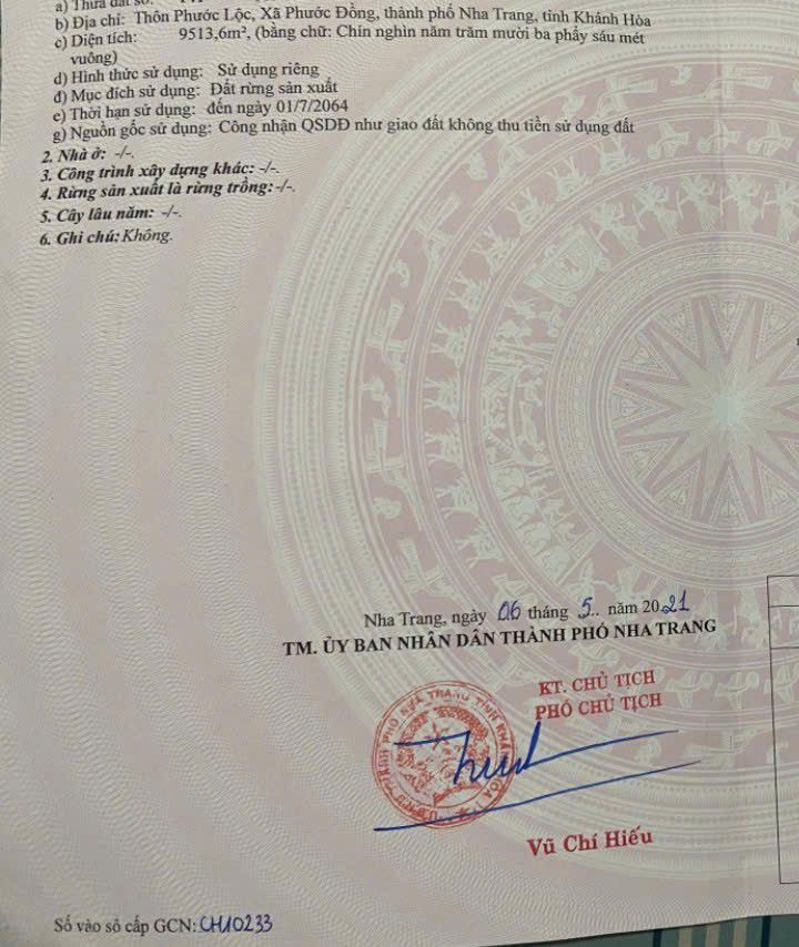 Đất nền 9.513m² tại Nam Nha Trang giá 3 tỷ - Cơ hội đầu tư tuyệt vời!