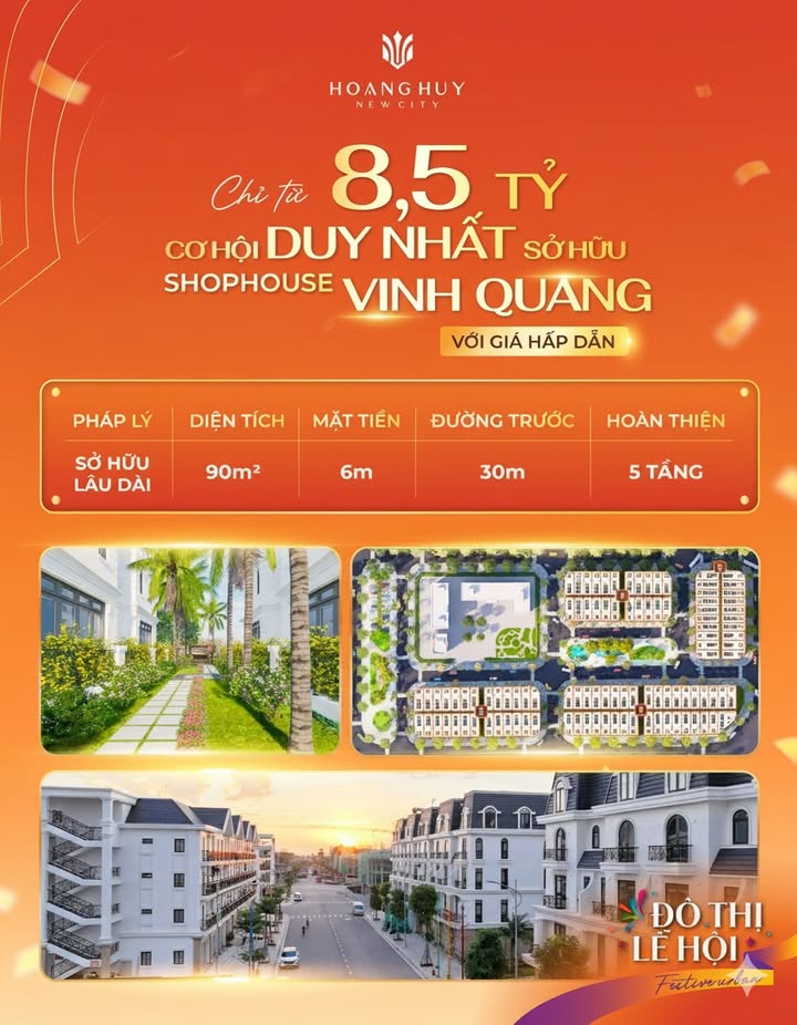 Shophouse Vinh Quang Thủy Nguyên 90m² giá 8.5 tỷ - Vị trí đắc địa, đầu tư sinh lời!