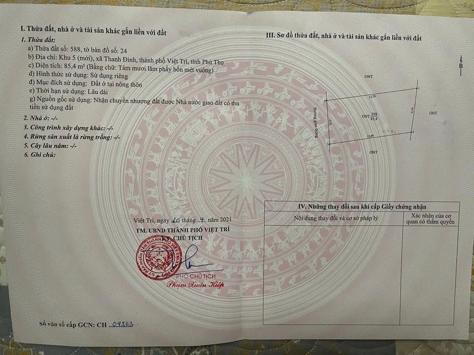 Đất thổ cư Thanh Đình, Việt Trì 85m² chỉ 800 triệu - Cơ hội đầu tư hiếm có!