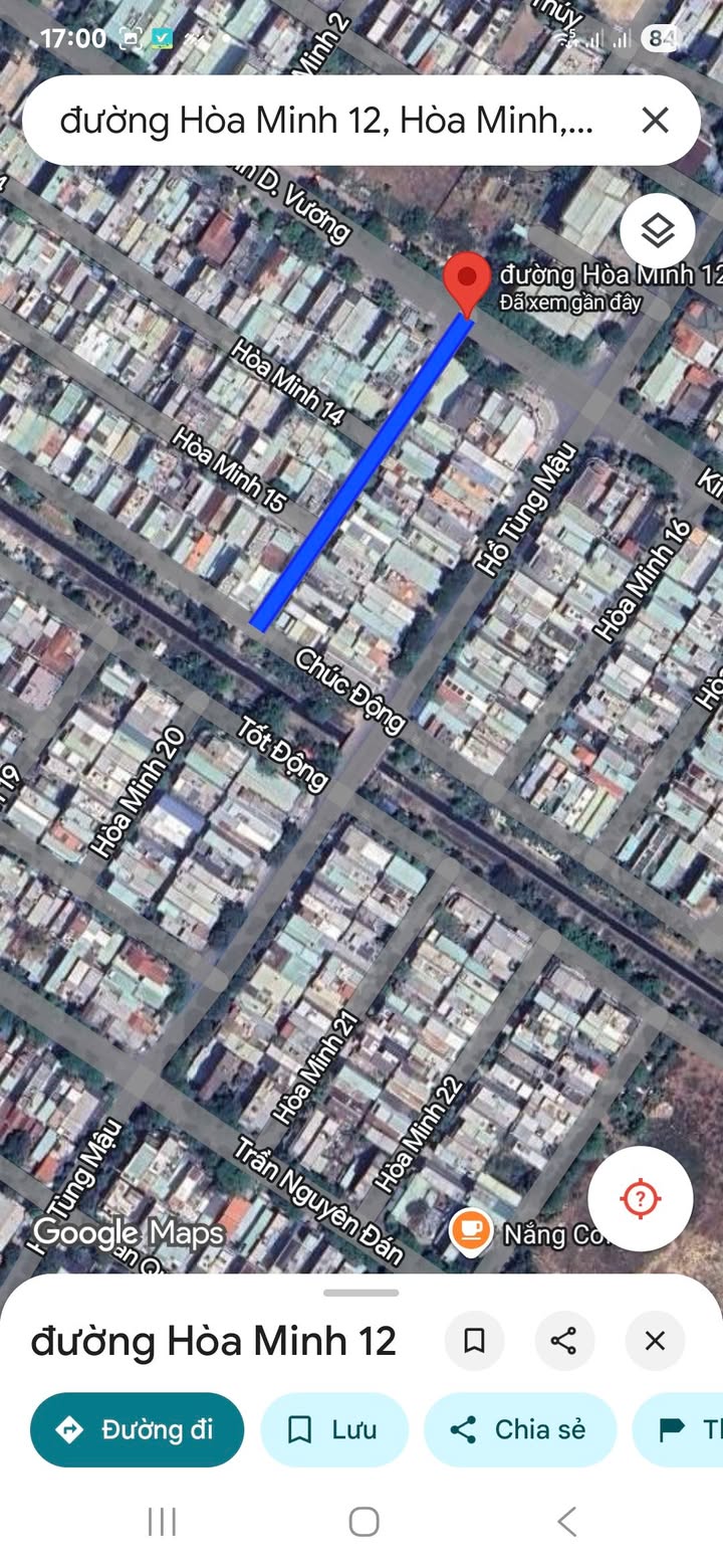 Đất mặt tiền Hòa Minh 12 - 76m² giá 5.09 tỷ - Gần hồ Tùng Mậu