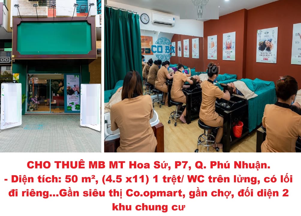 Cho thuê mặt bằng mặt tiền Hoa Sứ, Phú Nhuận 50m² - Khu spa sầm uất