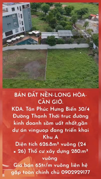 Đất nền Tân Phúc Hưng Biển 30/4, Long Hòa, Cần Giờ 626.8m² - Đầu tư sinh lời cao!