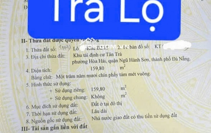 Đất nền đường Trà Lộ, Ngũ Hành Sơn, Đà Nẵng 159,8m² - Đầu tư sinh lời ngay!