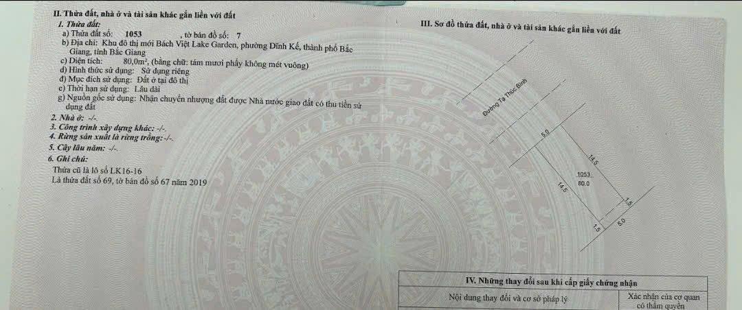 Đất nền Khu đô thị Bách Việt Lake Garden, Bắc Giang 80m² giá 4.3 tỷ - View công viên lý tưởng!