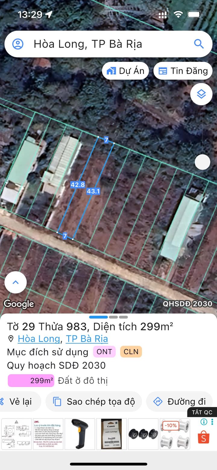 Đất nền Hòa Long, Bà Rịa 299m² giá chỉ 1.85 tỷ - Mặt tiền đường nhựa