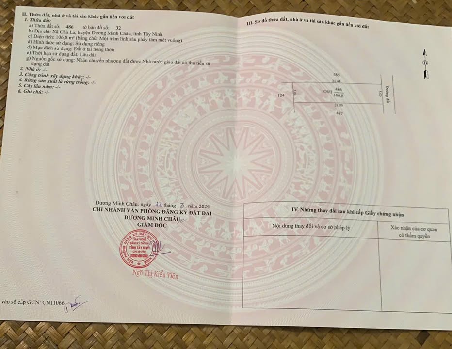 Đất thổ cư 105m² sau KCN Chà Là, Tây Ninh - Giá chỉ 210 triệu