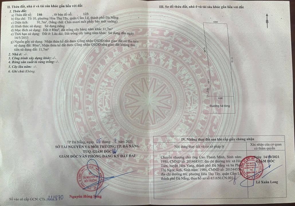 Đất nền Hòa Thọ Tây, Đà Nẵng 91.6m² giá 2.05 tỷ - Gần chợ và khu công nghiệp