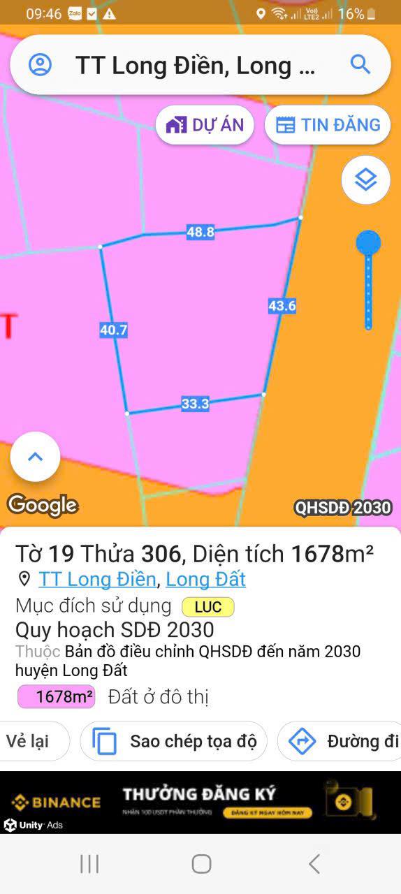 Đất nền 1 sào 1600m² Long Điền giá 8.5 tỷ - Đối diện trường học, vị trí đẹp!