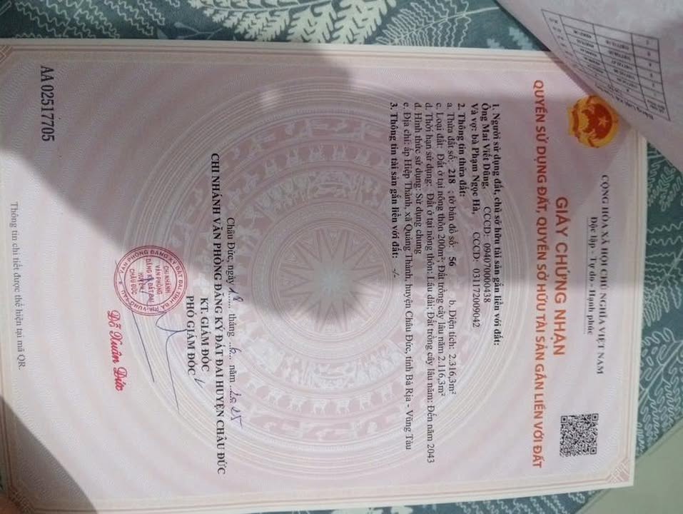 Đất nền Quảng Thành, Châu Đức 1000m² giá 1 tỷ - Sổ hồng chính chủ