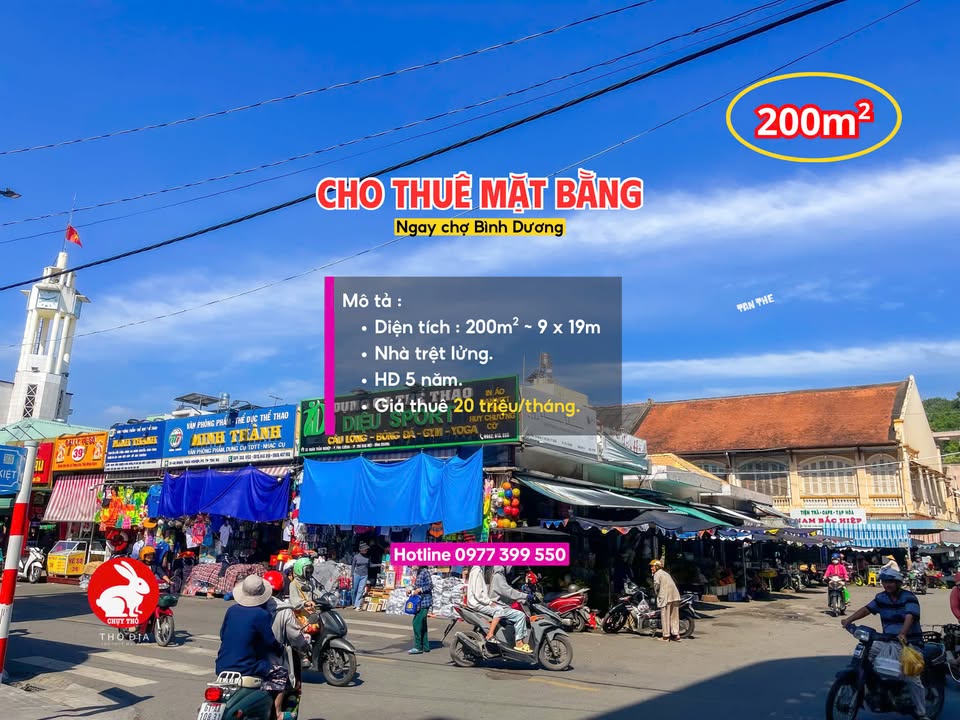 Cho thuê mặt bằng phường Phú Cường, Thủ Dầu Một 200m² - Vị trí đắc địa ngay chợ Bình Dương!