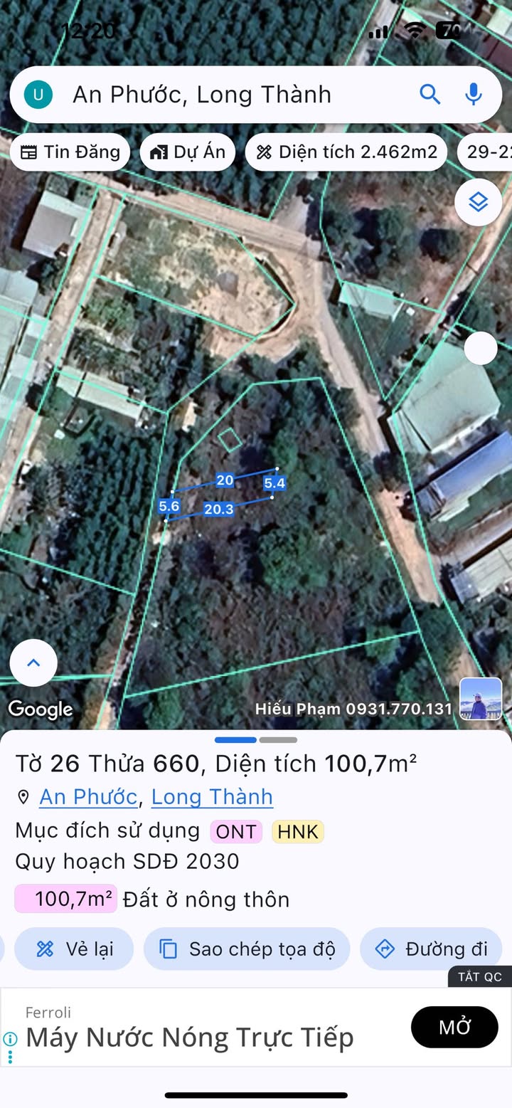 Đất thổ cư An Phước 100.7m² giá 1.1 tỷ - Sổ hồng riêng, pháp lý rõ ràng!