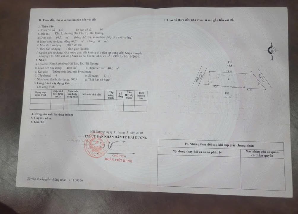 Nhà cấp 4 ngõ 1022 Lê Thanh Nghị, Hải Tân, 65m² giá 1.39 tỷ - Sổ hồng chính chủ