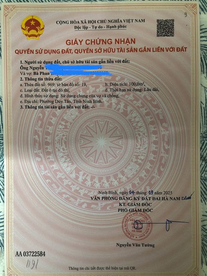 Đất nền Khu Đô Thị Chợ Mới Hoà Mạc 100m² giá 3.18 tỷ - Sổ hồng chính chủ!