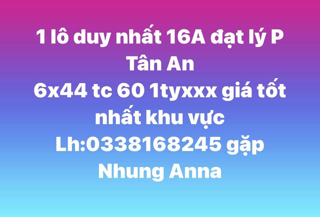 Đất nền 264m² tại phường Tân An, Long An - Giá chỉ 1.1 tỷ - Đầu tư sinh lời!