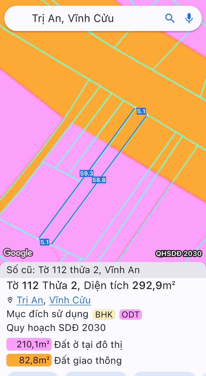 Đất nền Trị An, Vĩnh Cửu 293m² giá 1.88 tỷ - Mặt tiền Quốc Lộ 56B!