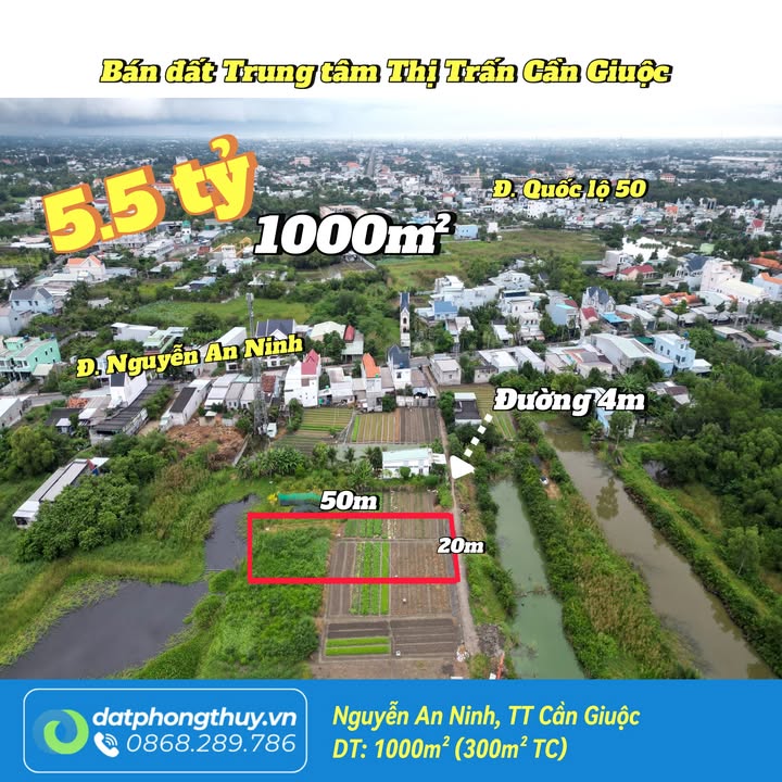 Đất nhà vườn Cần Giuộc 1.000m² giá 5.5 tỷ - Tiềm năng sinh lời cao!