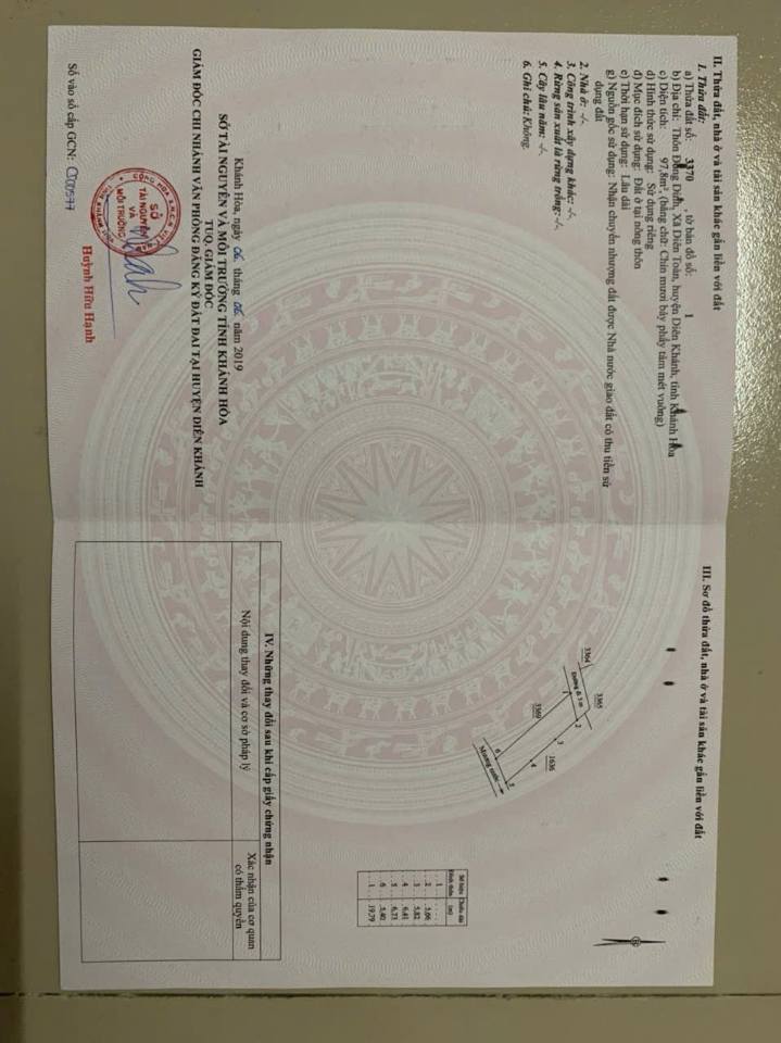 Đất thổ cư Diên Toàn, Diên Khánh 97.8m² giá chỉ 1.35 tỷ - Đầu tư lý tưởng!