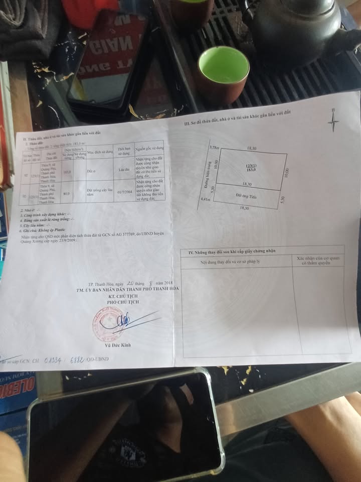 Đất thổ cư phố 9, phường Quảng Phú, 180m² giá 1 tỷ - Đường thông tứ phía