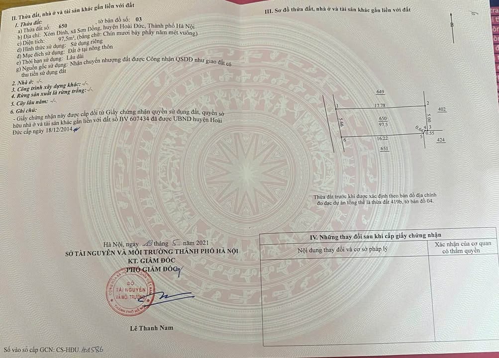 Đất nền Sơn Đồng, Hoài Đức 97m² giá 6.2 tỷ - Vị trí đẹp, thuận tiện di chuyển!