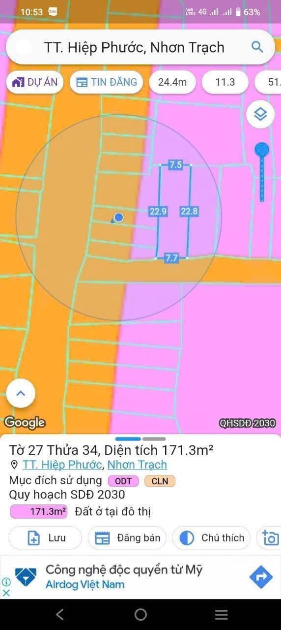 Bán mặt tiền kinh doanh 171m² tại Ấp 2, Hiệp Phước, Nhơn Trạch - Vị trí đắc địa cho đầu tư!