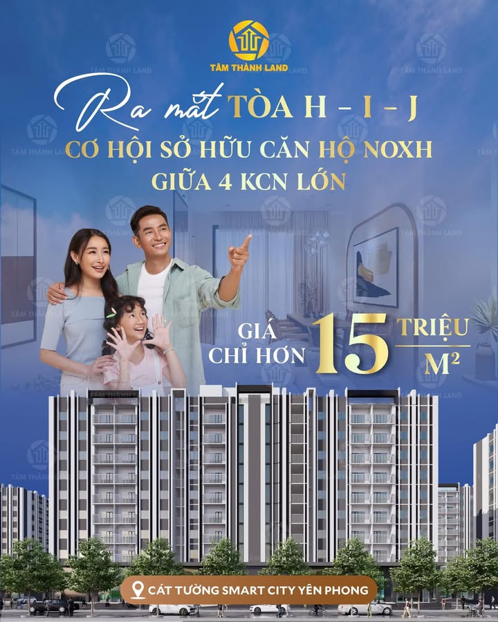 Căn hộ Cát Tường Smart City Yên Phong 60m² giá chỉ 15 triệu/m² - Cơ hội an cư lý tưởng!