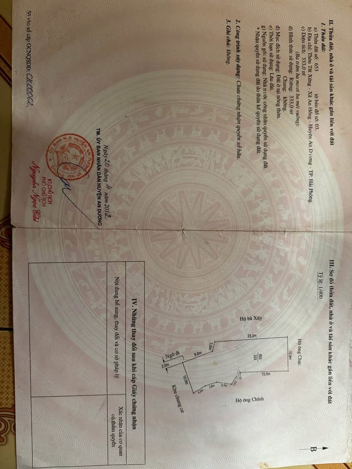 Đất nền CC An Hồng Hải Phòng 333m² giá 5 tỷ - Cơ hội đầu tư tuyệt vời!