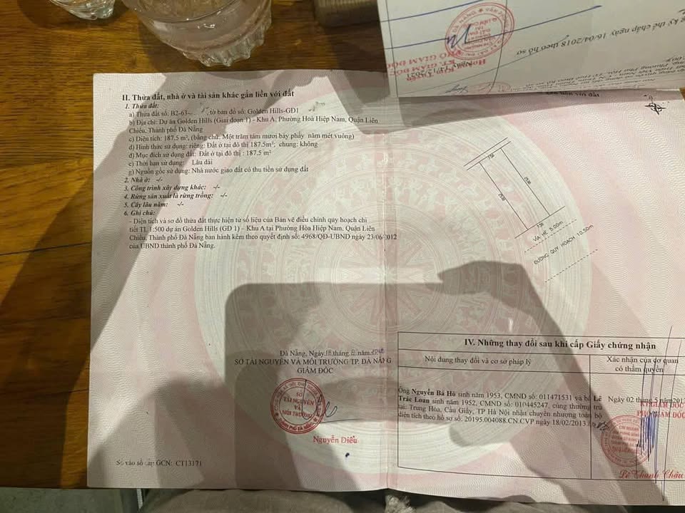 Đất nền Golden Hills Khu A, Liên Chiểu, Đà Nẵng 187m² giá 6.8 tỷ - Đầu tư sinh lời hấp dẫn!