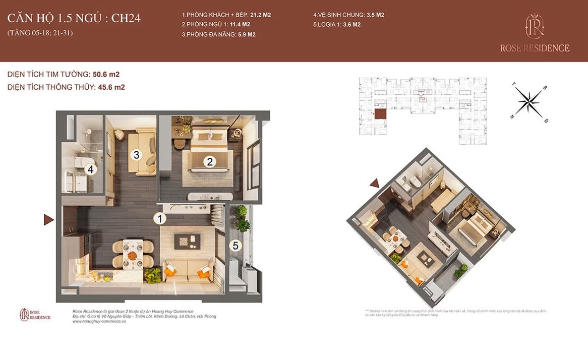 Căn hộ Hoàng Huy Commerce 50m² giá 2 tỷ - Hướng Đông Bắc, đầy đủ tiện ích!