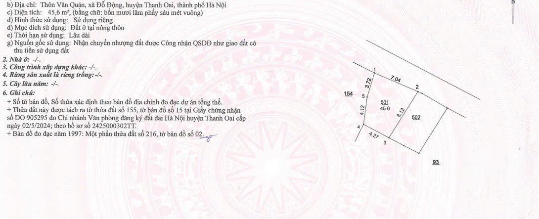 Đất nền Đỗ Động Thanh Oai 45.6m² - Mặt tiền 7.4m, đầy đủ tiện ích!