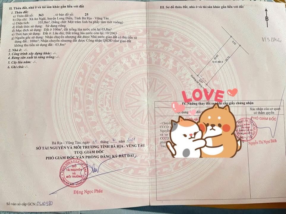 Đất thổ cư 103.8m² tại An Ngãi, Long Điền - Giá chỉ 1.65 tỷ thương lượng!