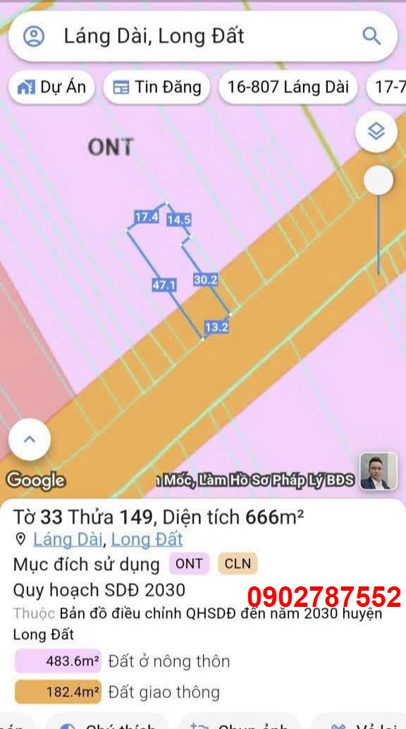 Đất thổ cư Đất Đỏ Bà Rịa - Vũng Tàu 666m² giá 3.5 tỷ - Vị trí đắc địa gần KCN