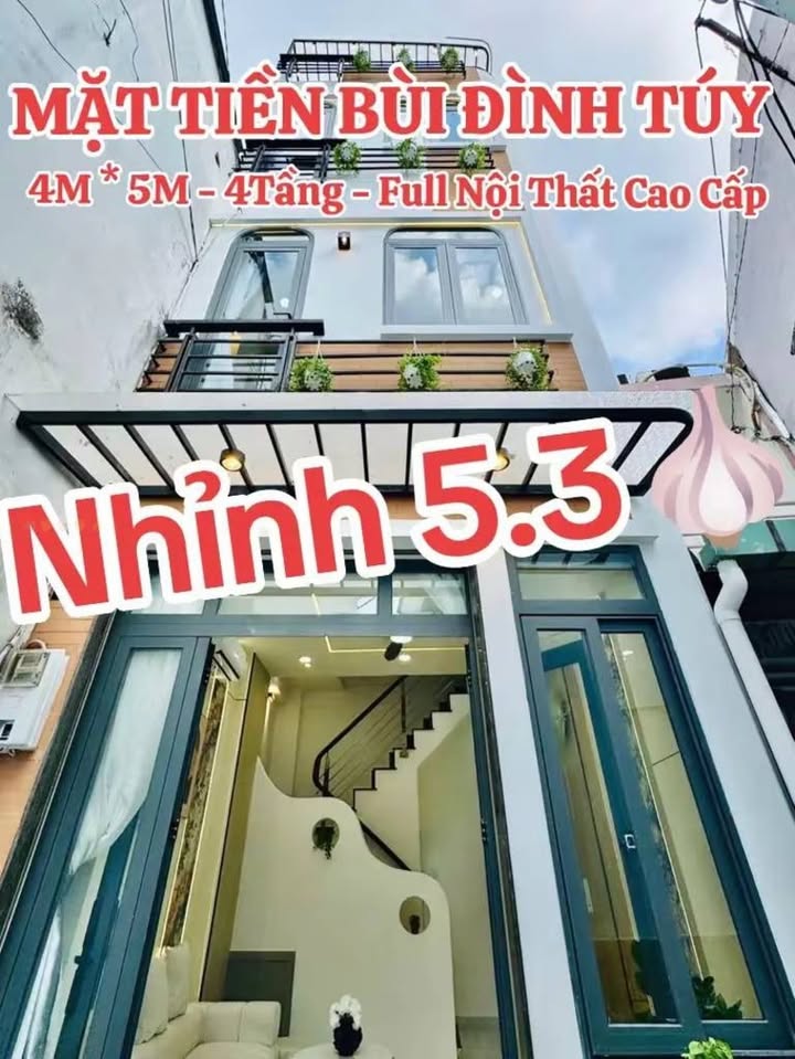 Nhà mặt tiền thụt Bùi Đình Túy, Bình Thạnh 72m² giá chỉ 5.3 tỷ - Full nội thất sang trọng!