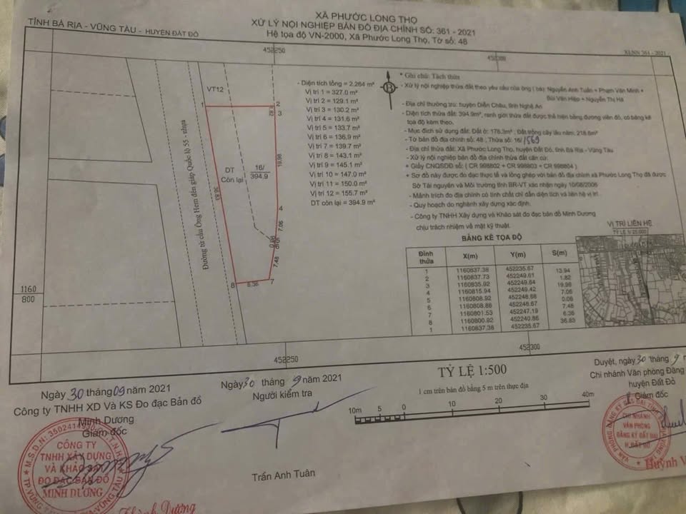 Đất nền 394.9m² mặt tiền đường DT997, xã Phước Long Thọ - Đầu tư sinh lời hấp dẫn!
