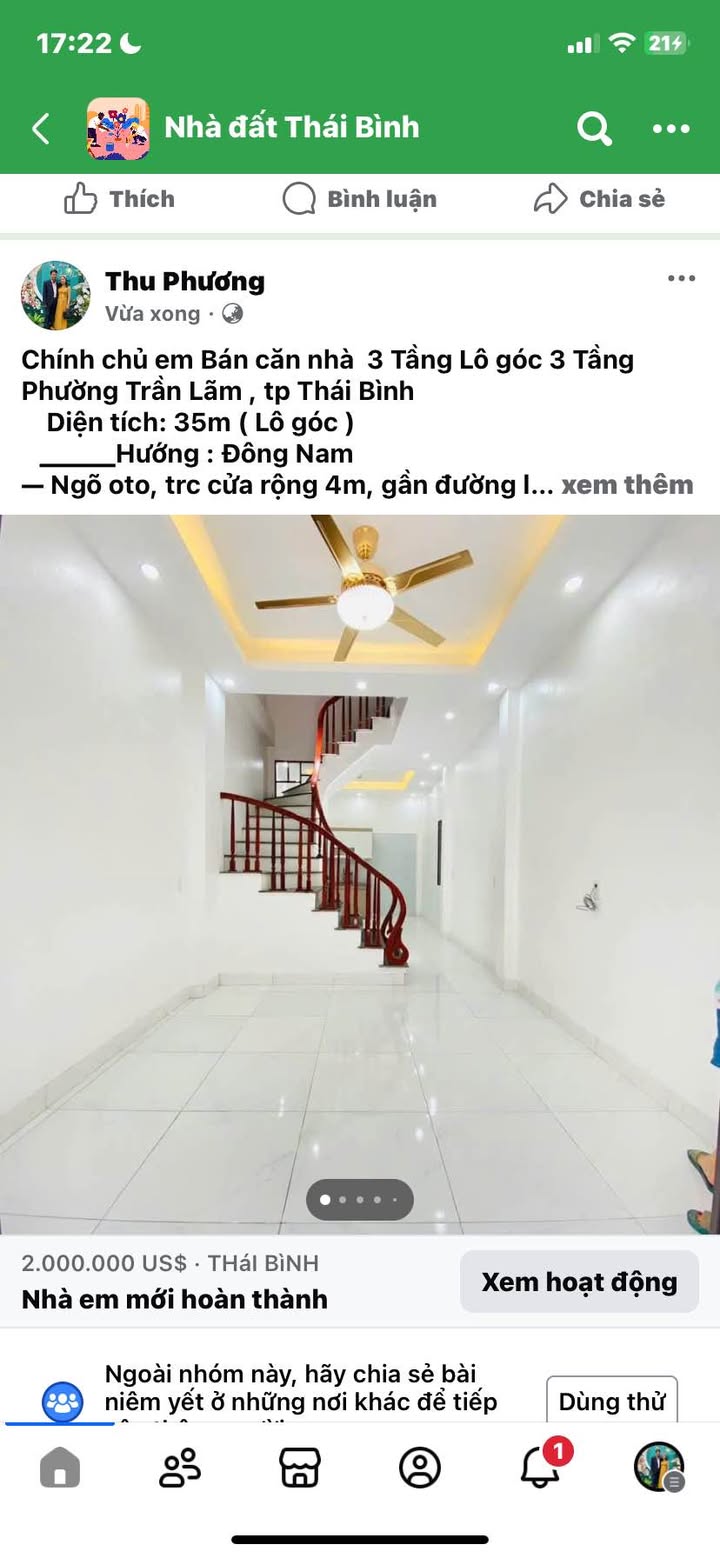 Nhà Lô Góc 3 Tầng Phường Trần Lãm, Thái Bình 35m² giá 2 tỷ - Vị trí đắc địa, sẵn sàng vào ở!