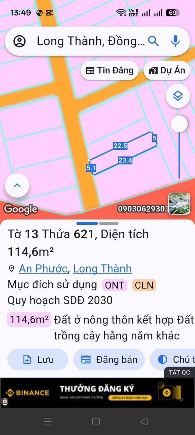 Đất thổ cư Hẻm nhà nghỉ Ánh Nguyệt, An Phước, Long Thành 115m² - Giá chỉ 1.5 tỷ!